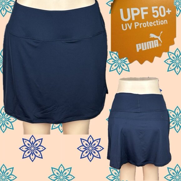 Puma + XXL Navy Pwrmesh High Rise Waist UPF+50 Liner Shorts Pockets Golf Skirt - Picture 1 of 6